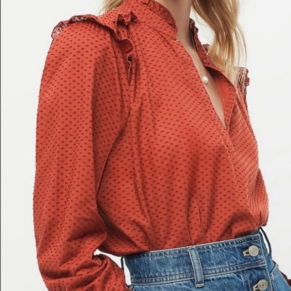 J. Crew Tops - J. Crew Cotton Popover Swiss Dot blouse